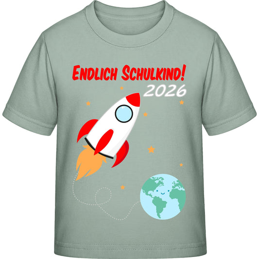 Kinder T-Shirt Einschulung Rakete – Endlich Schulkind 2026