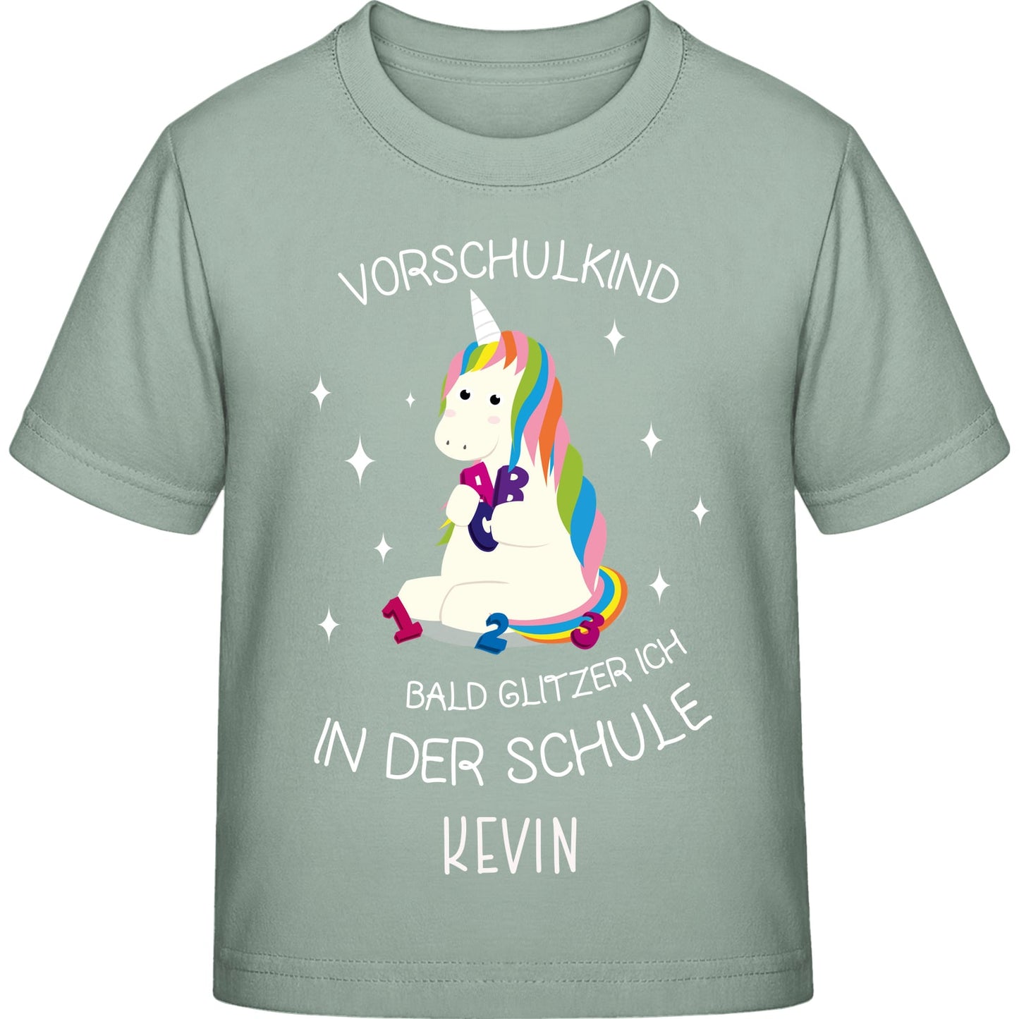 Mädchen T-Shirt Einschulung Einhorn – Vorschulkind Glitzer-Spruch