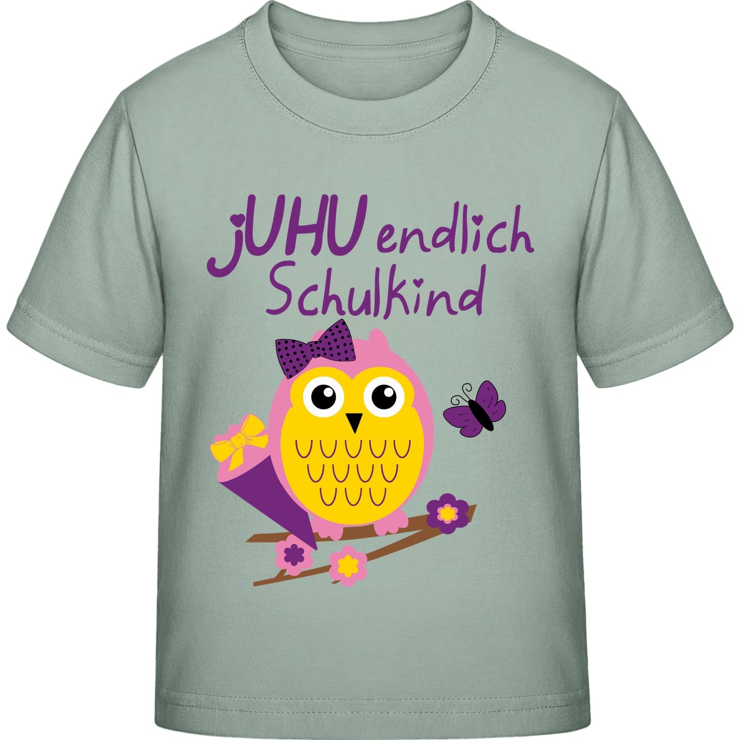Mädchen T-Shirt Einschulung Eule – jUHU endlich Schulkind