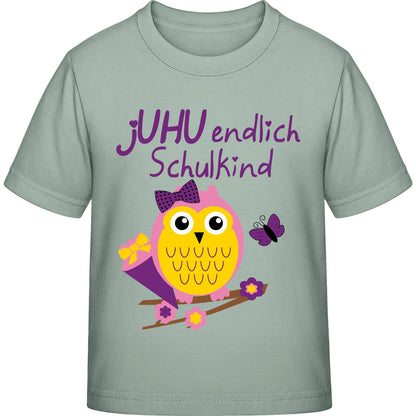 Mädchen T-Shirt Einschulung Eule – jUHU endlich Schulkind