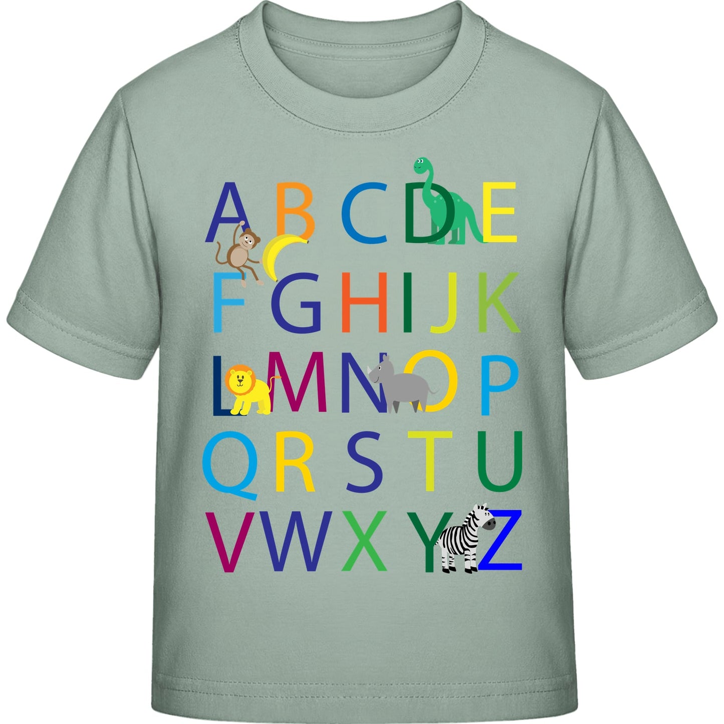 Kinder T-Shirt Einschulung Alphabet-Tiere – ABC mit Löwe & Zebra