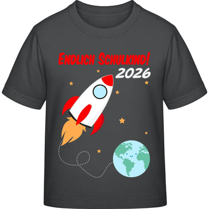 Kinder T-Shirt Einschulung Rakete – Endlich Schulkind 2026