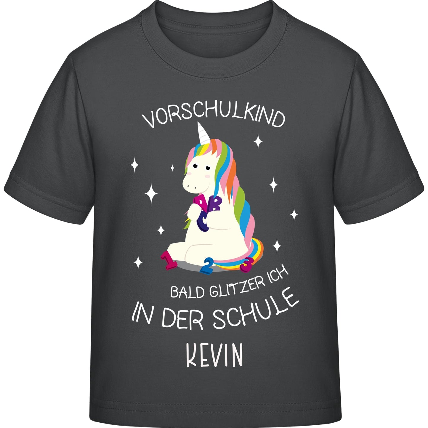 Mädchen T-Shirt Einschulung Einhorn – Vorschulkind Glitzer-Spruch