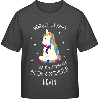 Mädchen T-Shirt Einschulung Einhorn – Vorschulkind Glitzer-Spruch