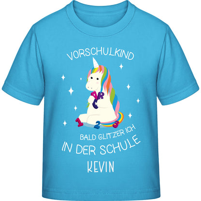Mädchen T-Shirt Einschulung Einhorn – Vorschulkind Glitzer-Spruch