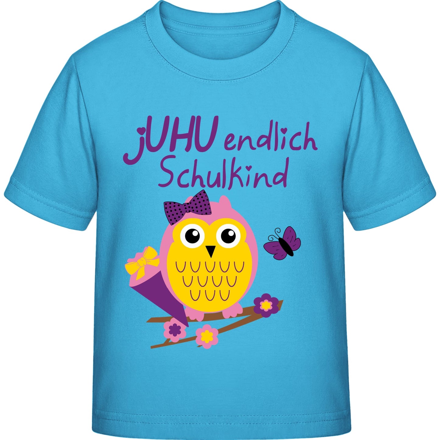 Mädchen T-Shirt Einschulung Eule – jUHU endlich Schulkind