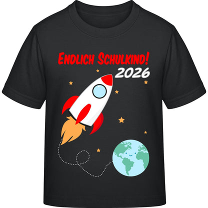 Kinder T-Shirt Einschulung Rakete – Endlich Schulkind 2026