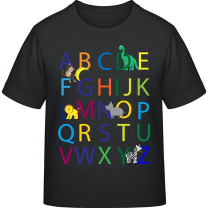 Kinder T-Shirt Einschulung Alphabet-Tiere – ABC mit Löwe & Zebra