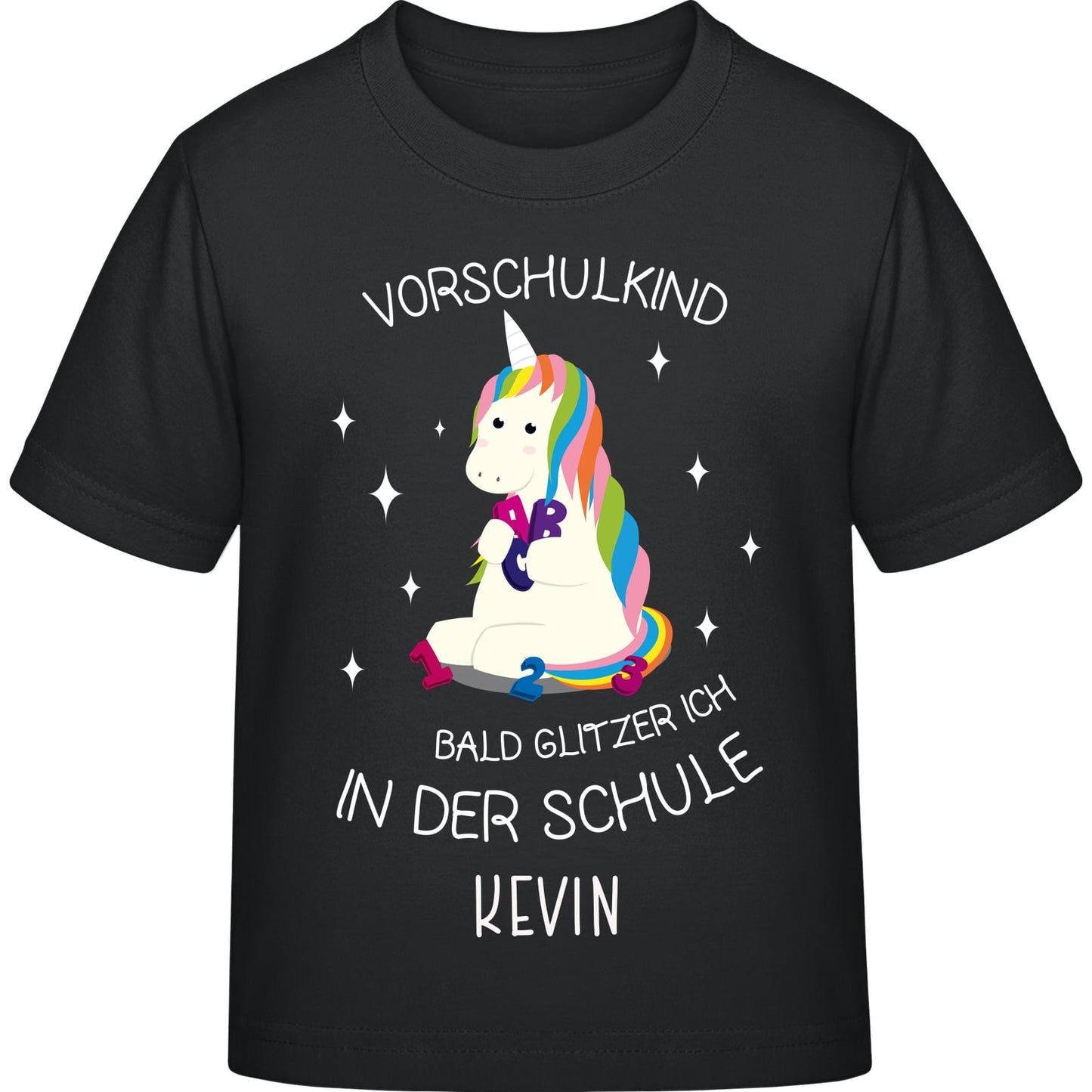 Mädchen T-Shirt Einschulung Einhorn – Vorschulkind Glitzer-Spruch