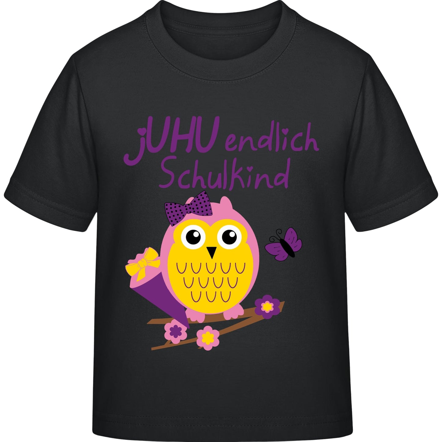 Mädchen T-Shirt Einschulung Eule – jUHU endlich Schulkind