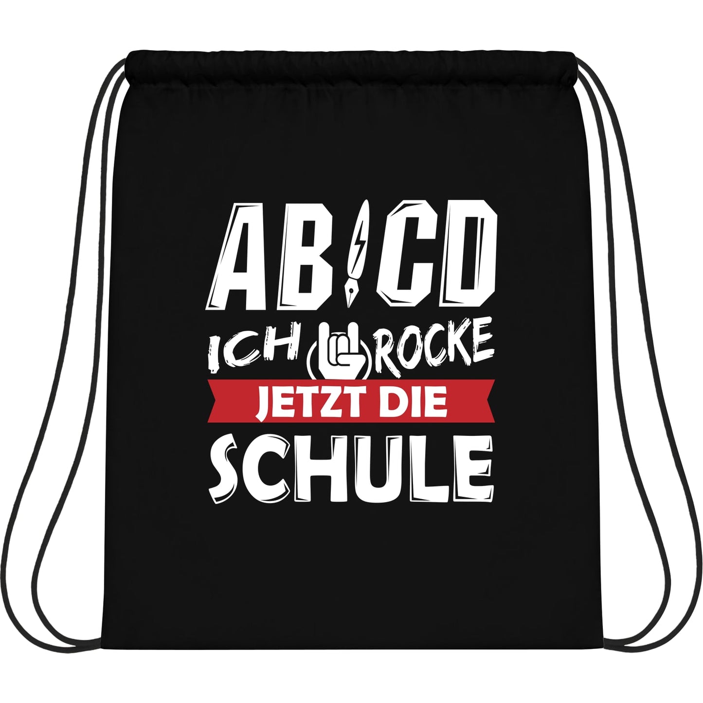 Turnbeutel Einschulung Rocker-Hand – Ich rocke jetzt die Schule