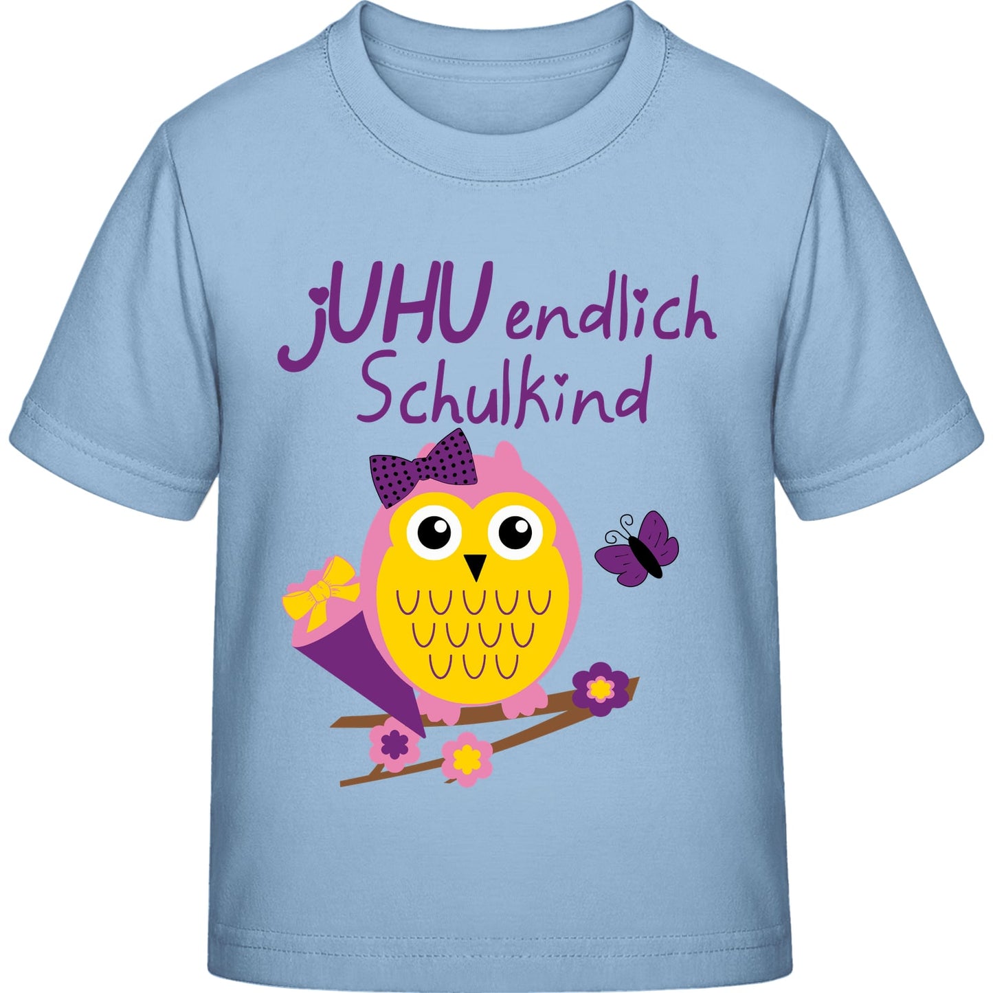 Mädchen T-Shirt Einschulung Eule – jUHU endlich Schulkind