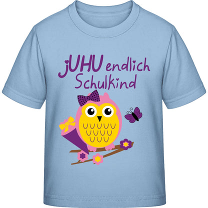 Mädchen T-Shirt Einschulung Eule – jUHU endlich Schulkind