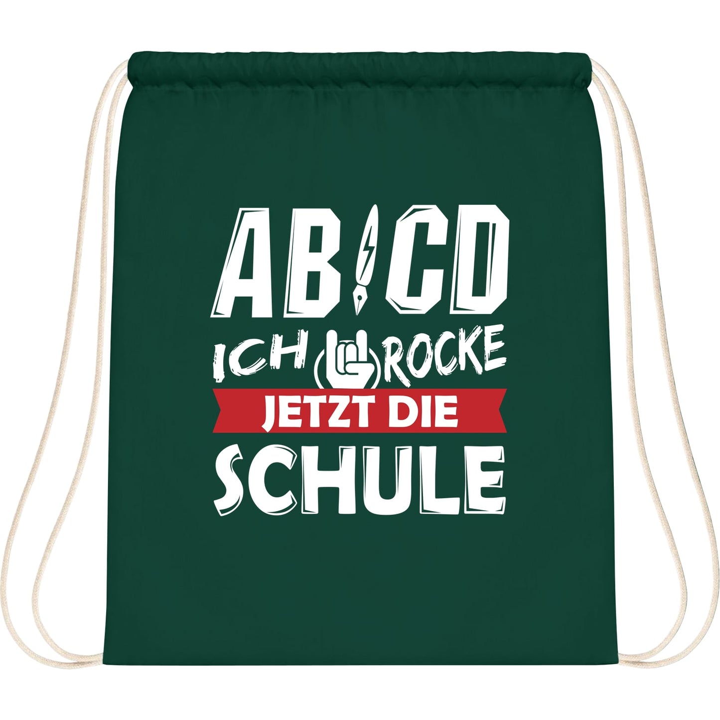 Turnbeutel Einschulung Rocker-Hand – Ich rocke jetzt die Schule