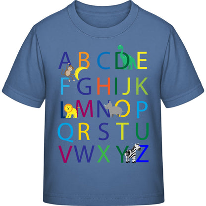 Kinder T-Shirt Einschulung Alphabet-Tiere – ABC mit Löwe & Zebra