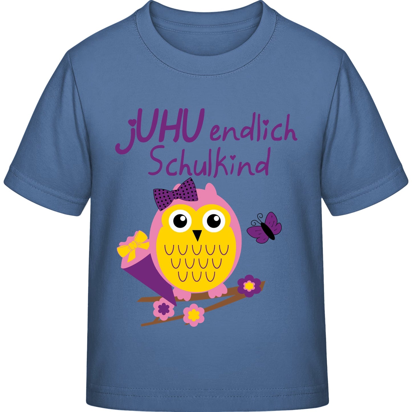 Mädchen T-Shirt Einschulung Eule – jUHU endlich Schulkind