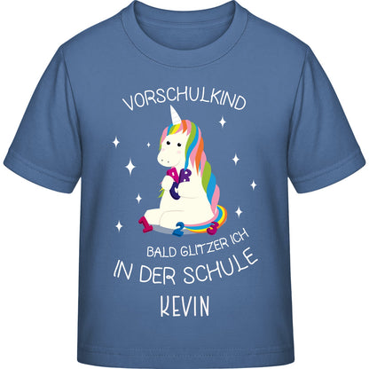 Mädchen T-Shirt Einschulung Einhorn – Vorschulkind Glitzer-Spruch