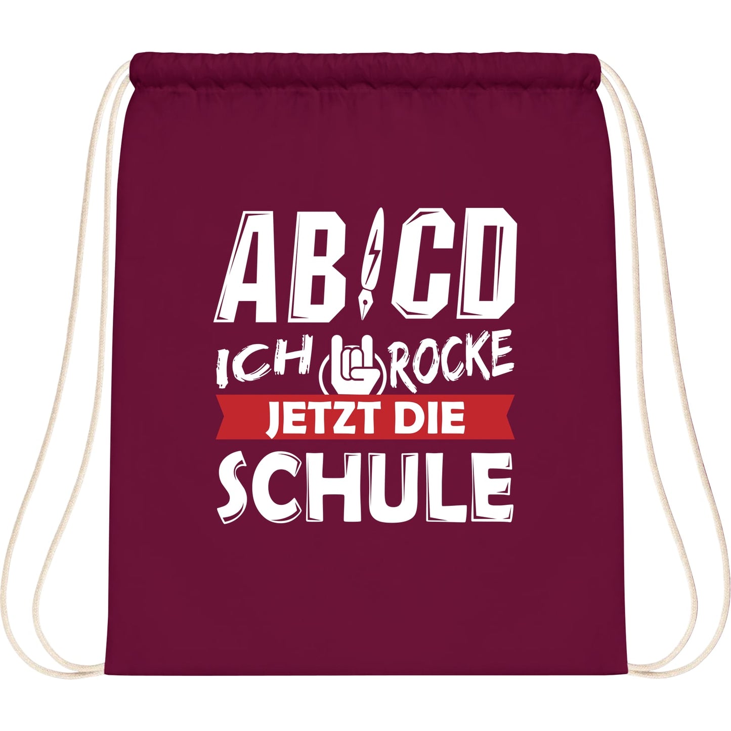 Turnbeutel Einschulung Rocker-Hand – Ich rocke jetzt die Schule
