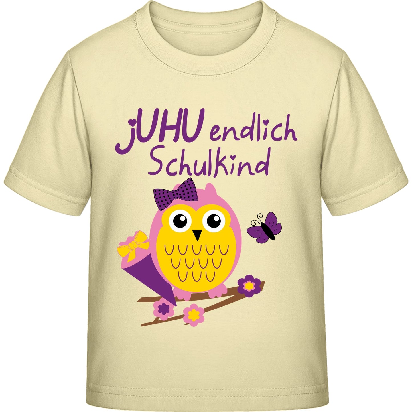 Mädchen T-Shirt Einschulung Eule – jUHU endlich Schulkind