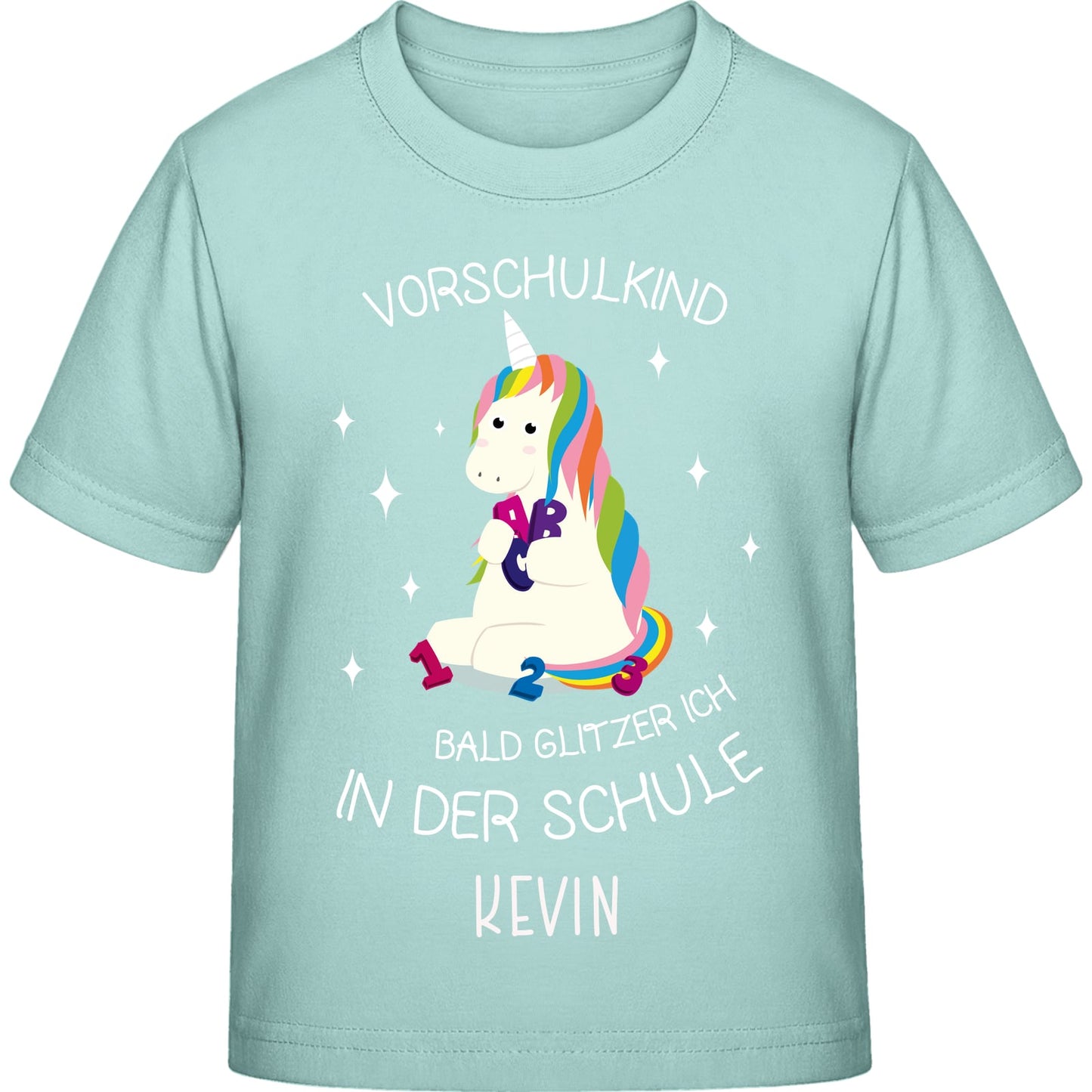 Mädchen T-Shirt Einschulung Einhorn – Vorschulkind Glitzer-Spruch
