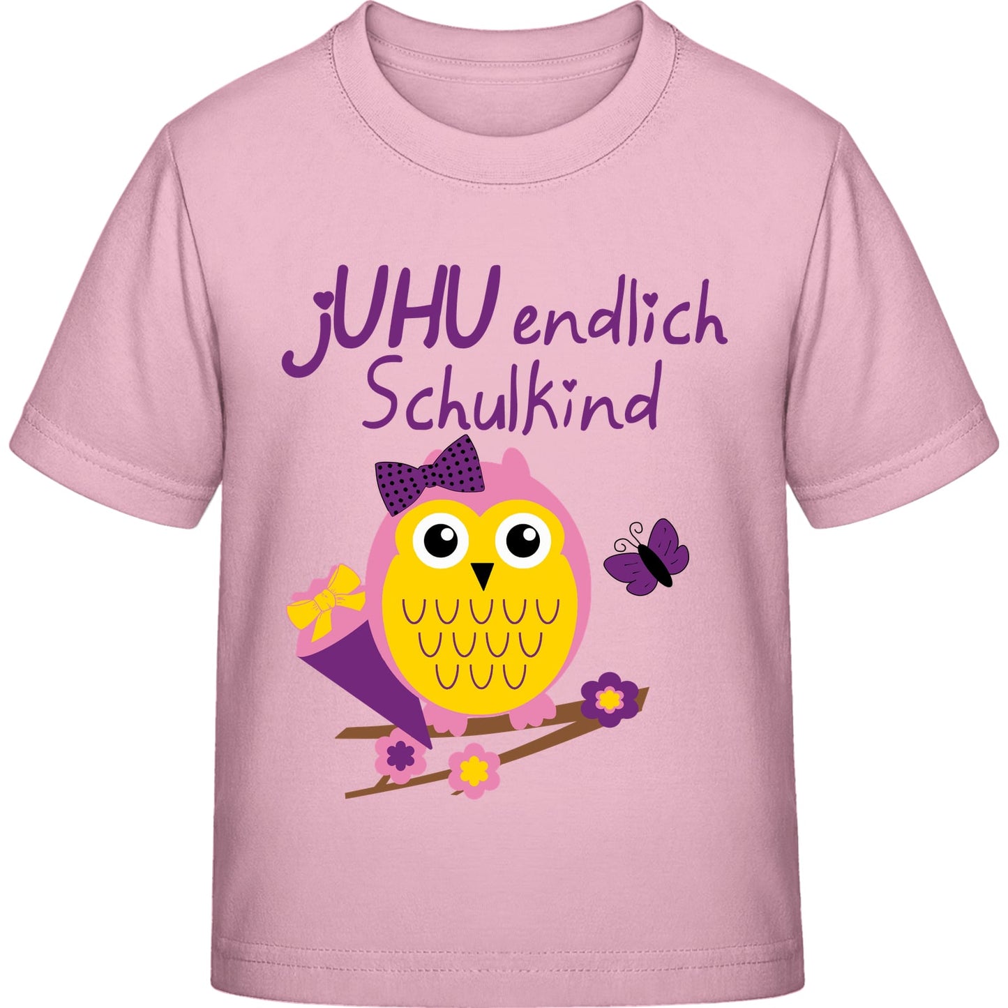 Mädchen T-Shirt Einschulung Eule – jUHU endlich Schulkind