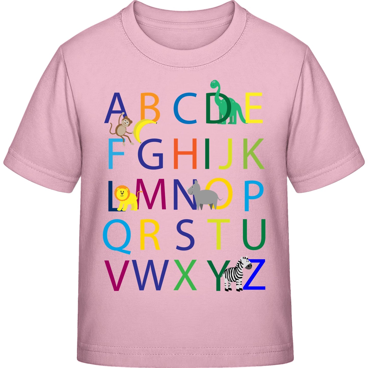 Kinder T-Shirt Einschulung Alphabet-Tiere – ABC mit Löwe & Zebra