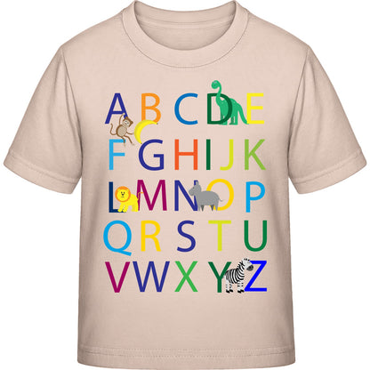 Kinder T-Shirt Einschulung Alphabet-Tiere – ABC mit Löwe & Zebra