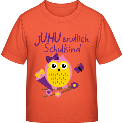 Mädchen T-Shirt Einschulung Eule – jUHU endlich Schulkind
