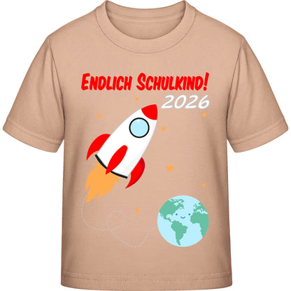 Kinder T-Shirt Einschulung Rakete – Endlich Schulkind 2026