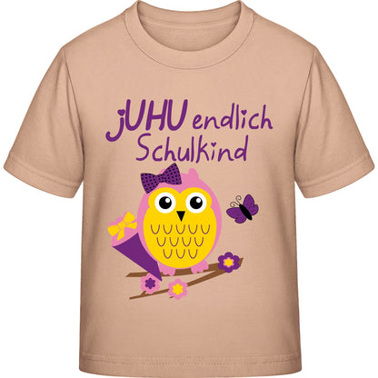Mädchen T-Shirt Einschulung Eule – jUHU endlich Schulkind
