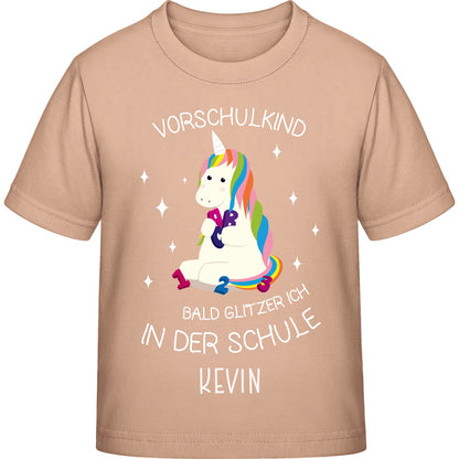 Mädchen T-Shirt Einschulung Einhorn – Vorschulkind Glitzer-Spruch