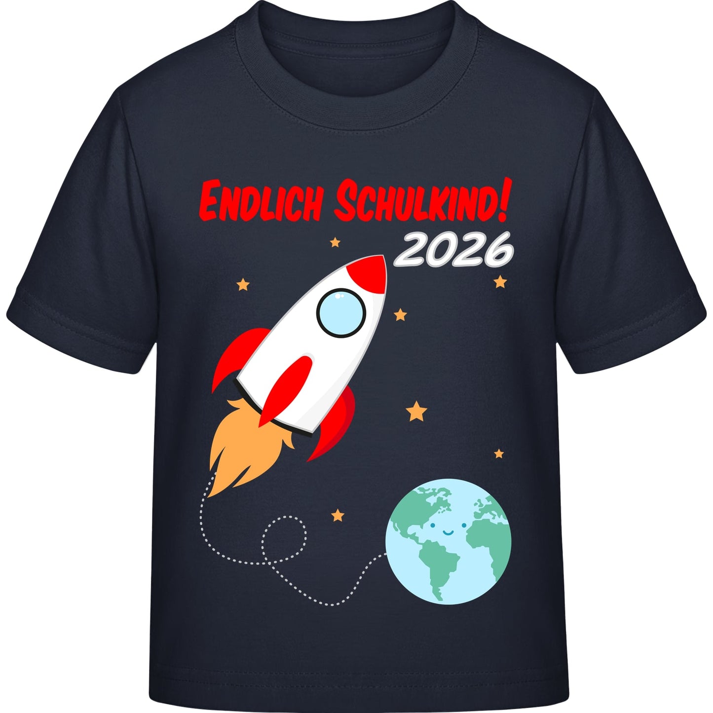 Kinder T-Shirt Einschulung Rakete – Endlich Schulkind 2026