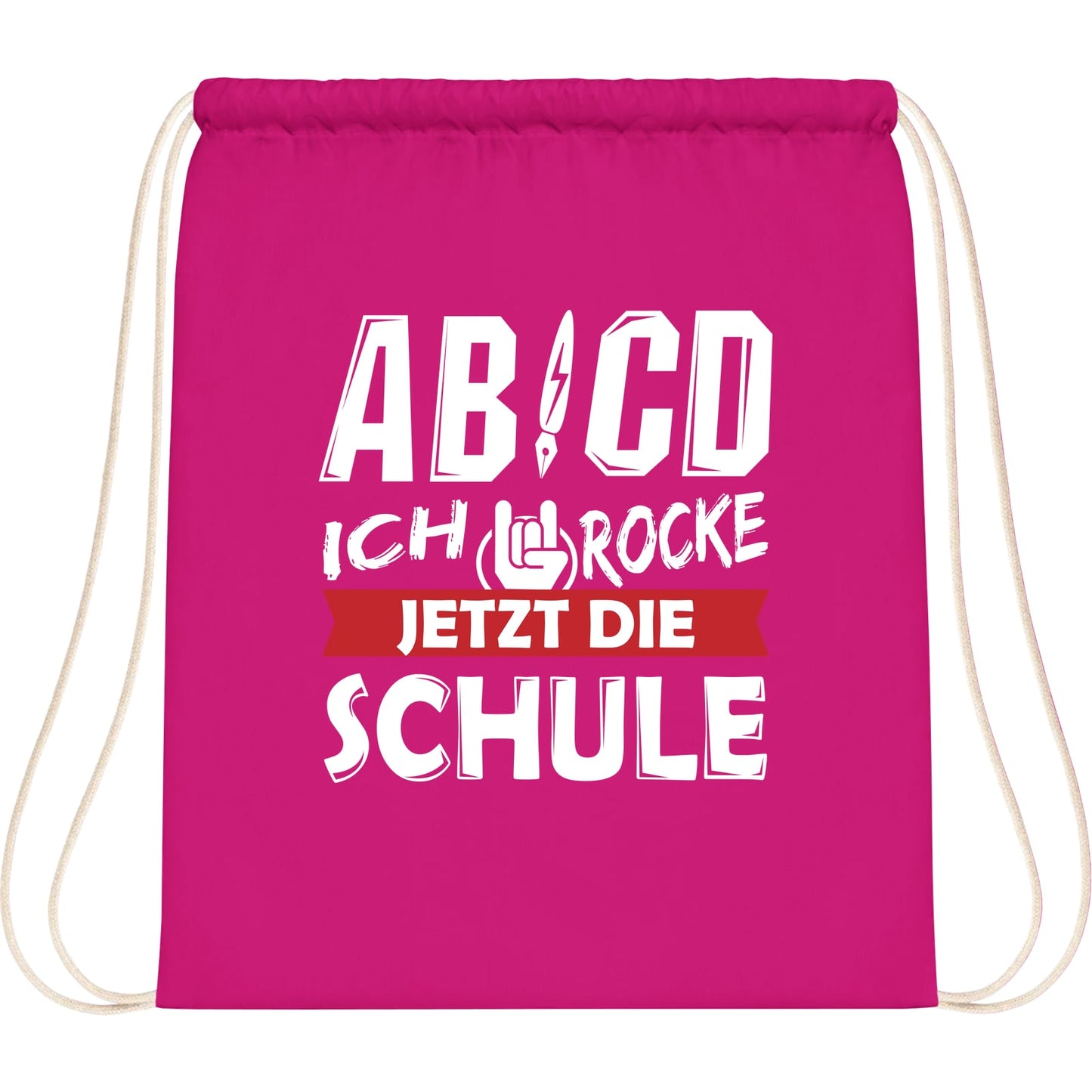 Turnbeutel Einschulung Rocker-Hand – Ich rocke jetzt die Schule