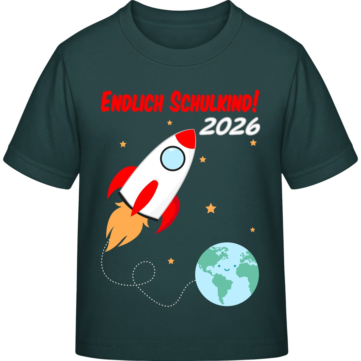 Kinder T-Shirt Einschulung Rakete – Endlich Schulkind 2026