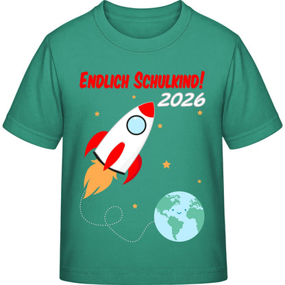 Kinder T-Shirt Einschulung Rakete – Endlich Schulkind 2026
