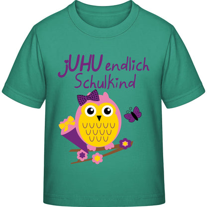 Mädchen T-Shirt Einschulung Eule – jUHU endlich Schulkind