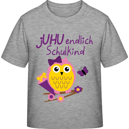 Mädchen T-Shirt Einschulung Eule – jUHU endlich Schulkind