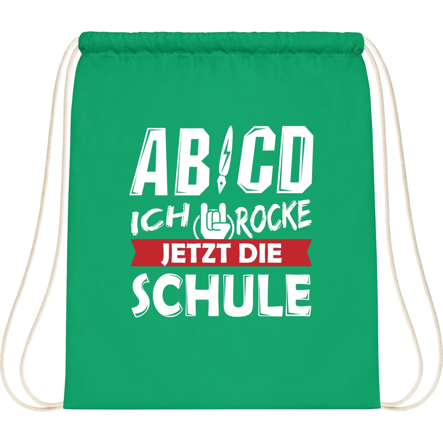 Turnbeutel Einschulung Rocker-Hand – Ich rocke jetzt die Schule