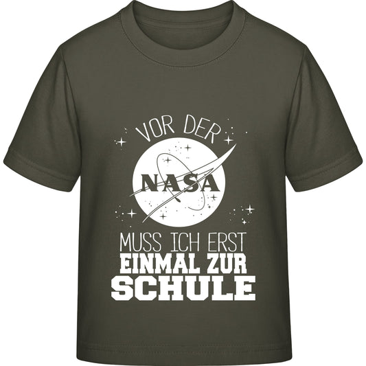 Kinder T-Shirt Einschulung NASA – Vor der NASA muss ich erst zur Schule