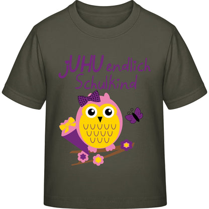 Mädchen T-Shirt Einschulung Eule – jUHU endlich Schulkind