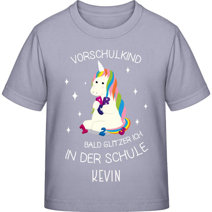 Mädchen T-Shirt Einschulung Einhorn – Vorschulkind Glitzer-Spruch