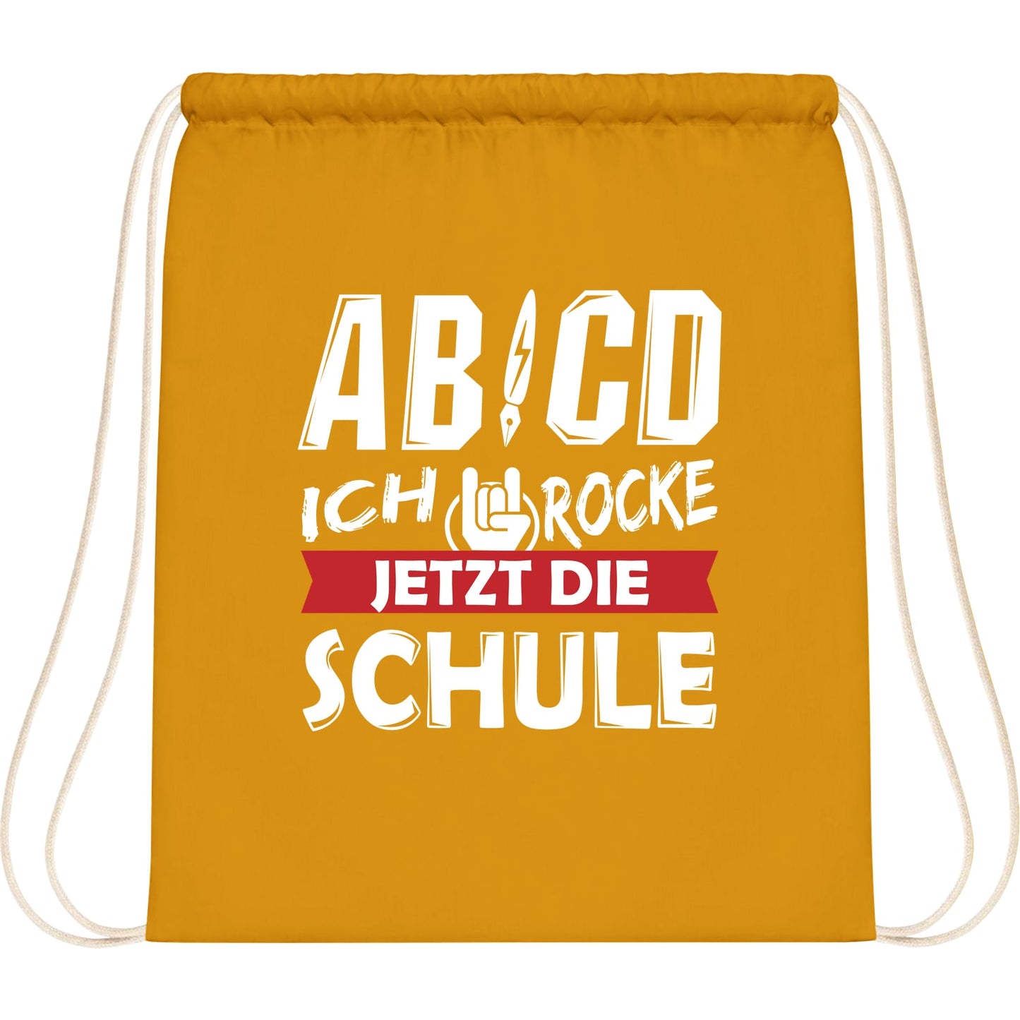 Turnbeutel Einschulung Rocker-Hand – Ich rocke jetzt die Schule