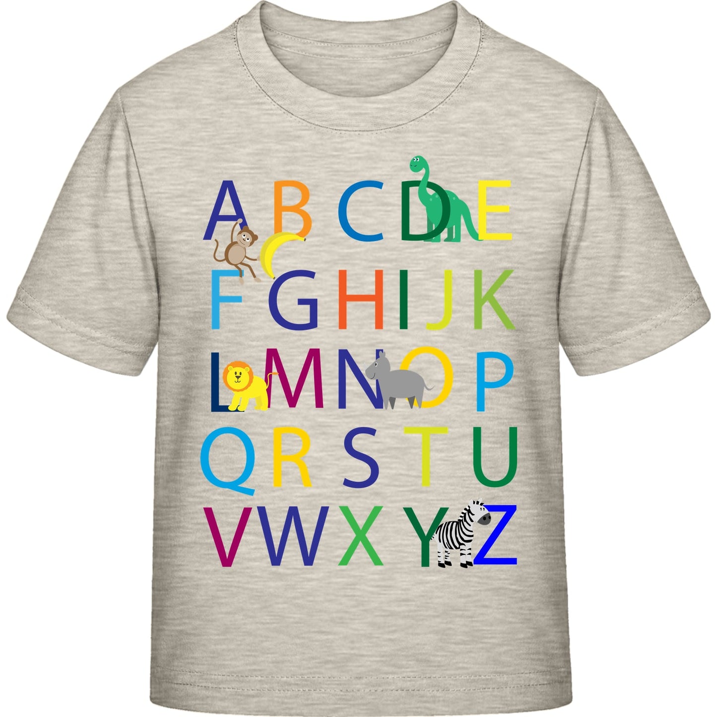Kinder T-Shirt Einschulung Alphabet-Tiere – ABC mit Löwe & Zebra