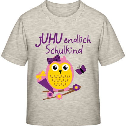 Mädchen T-Shirt Einschulung Eule – jUHU endlich Schulkind