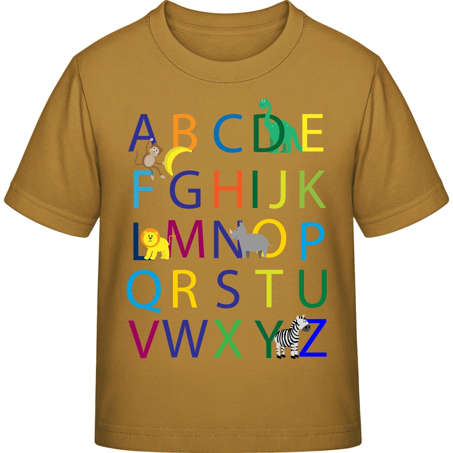 Kinder T-Shirt Einschulung Alphabet-Tiere – ABC mit Löwe & Zebra