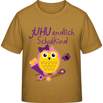 Mädchen T-Shirt Einschulung Eule – jUHU endlich Schulkind