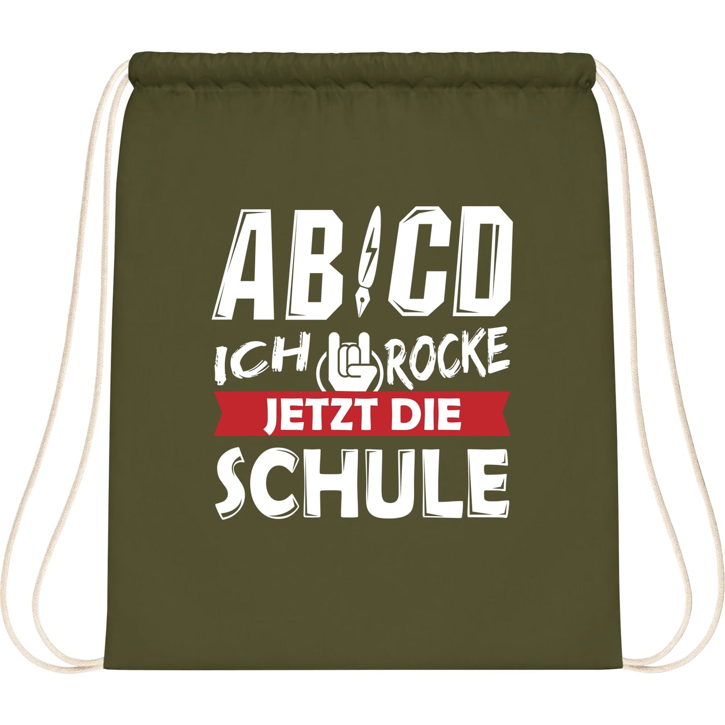 Turnbeutel Einschulung Rocker-Hand – Ich rocke jetzt die Schule