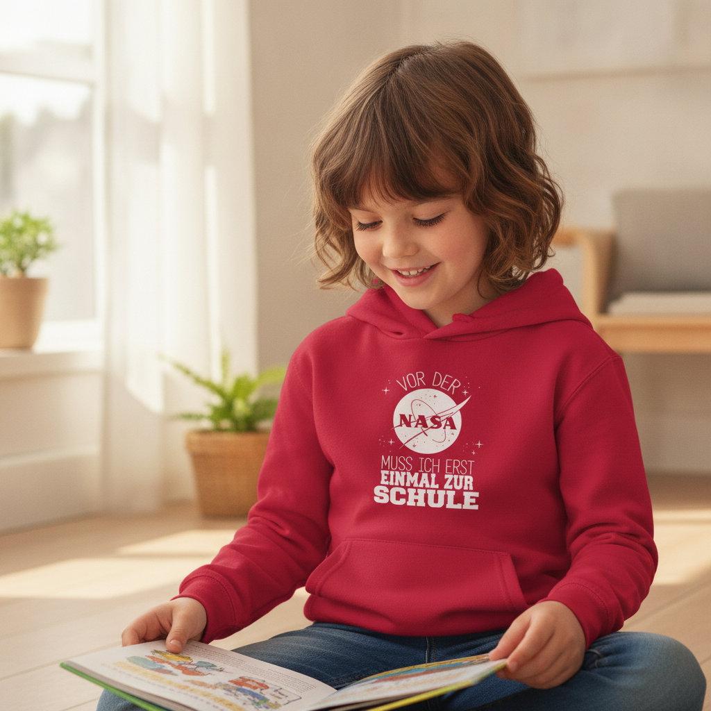 Kinder Hoodie Einschulung NASA Weltraum – Vor der NASA erst zur Schule