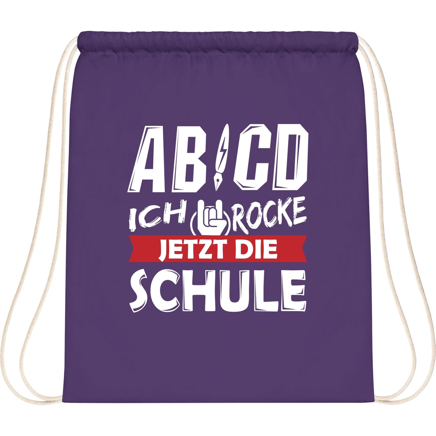 Turnbeutel Einschulung Rocker-Hand – Ich rocke jetzt die Schule