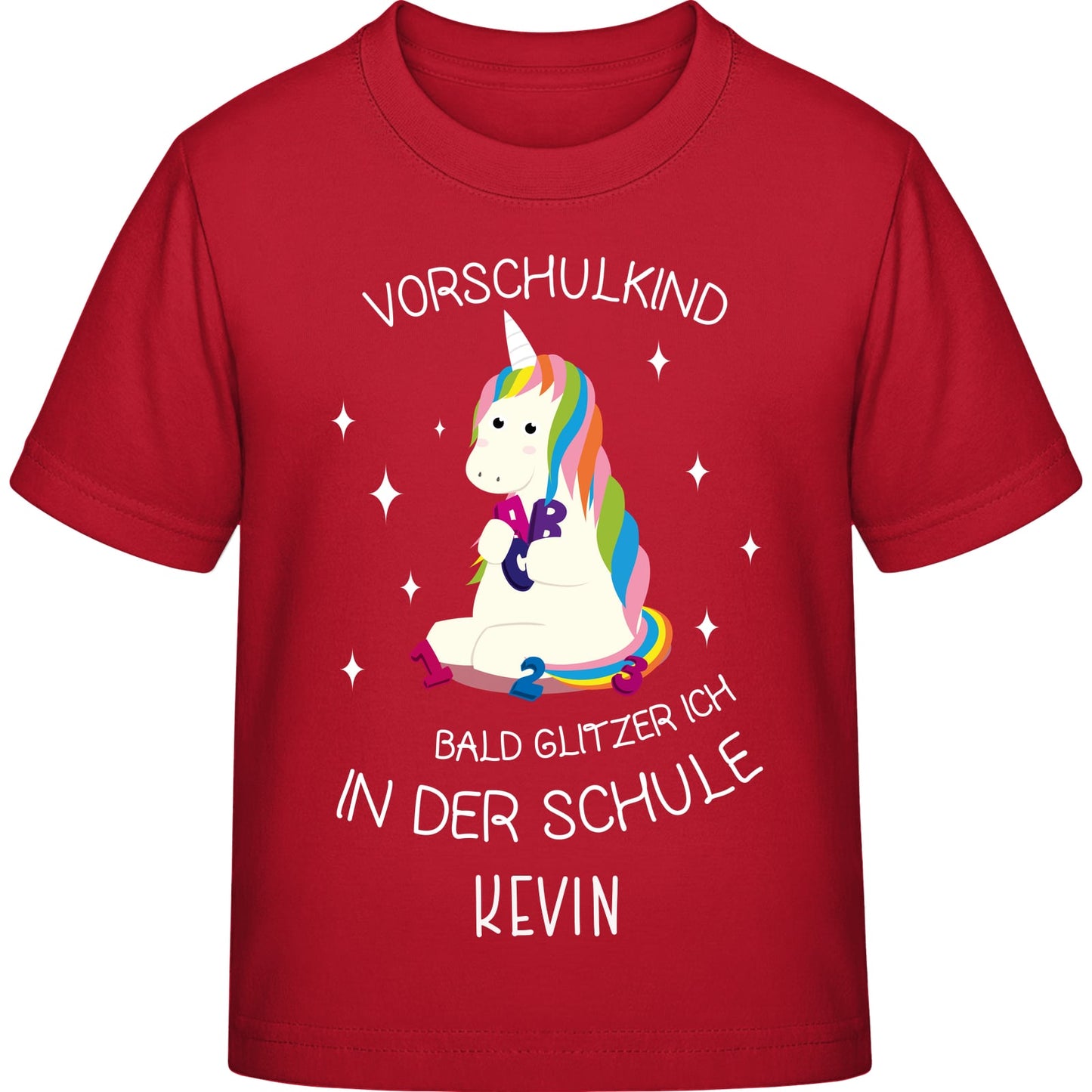Mädchen T-Shirt Einschulung Einhorn – Vorschulkind Glitzer-Spruch